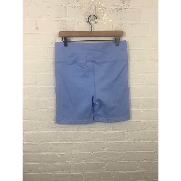 Athleta Women's Seamless Ribbed Shorts Stretch High Waist Sky Blue Size XL - Picture 2 of 5